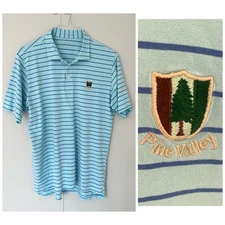 B DRADDY Men’s Pine Valley Pima Cotton Blend Golf Polo in Blue Stripe Size Large