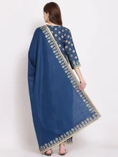 Gosriki Women'S Cotton Blend Kurta With Palazzo & Dupatta (Kpzd-Cot-10001-Dar...