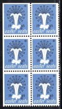 US Charity Stamp Easter Seals 1965, Help Crippled Children, Block of 6, MNH