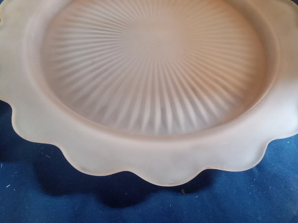 Vintage Hocking Glass~ Old Colony "Lace Edge" Pink Frosted Satin Tray/ Platter - image 2 of 4