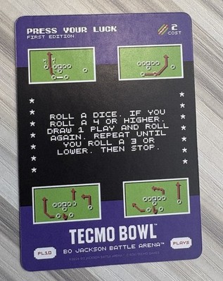 2026 Bo Jackson Battle Arena Tecmo Bowl Press Your Luck Play PL10 Play Card