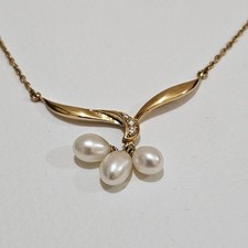 1836 Mikimoto Pearl and Diamond Necklace in 18K Yellow Gold, 38cm