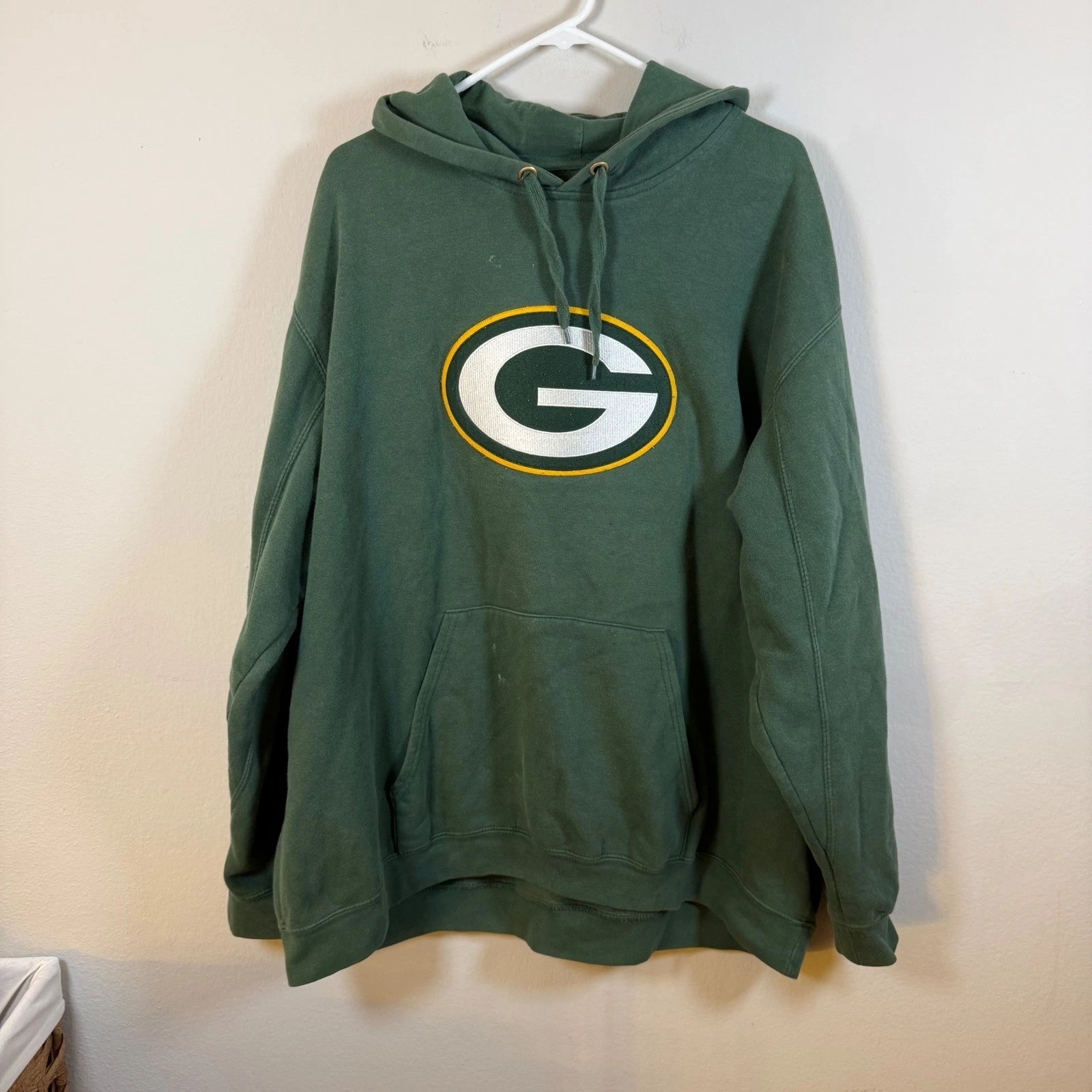 NFL Green Bay Packers Hoodie Mens XXL Green Pullover Embroidered Logo Gameday