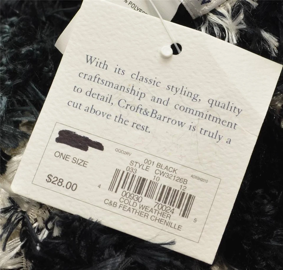 Bufandas de invierno Croft & Barrow para mujer negras blancas plateadas azules plumas chenilla Foto 3 de 3