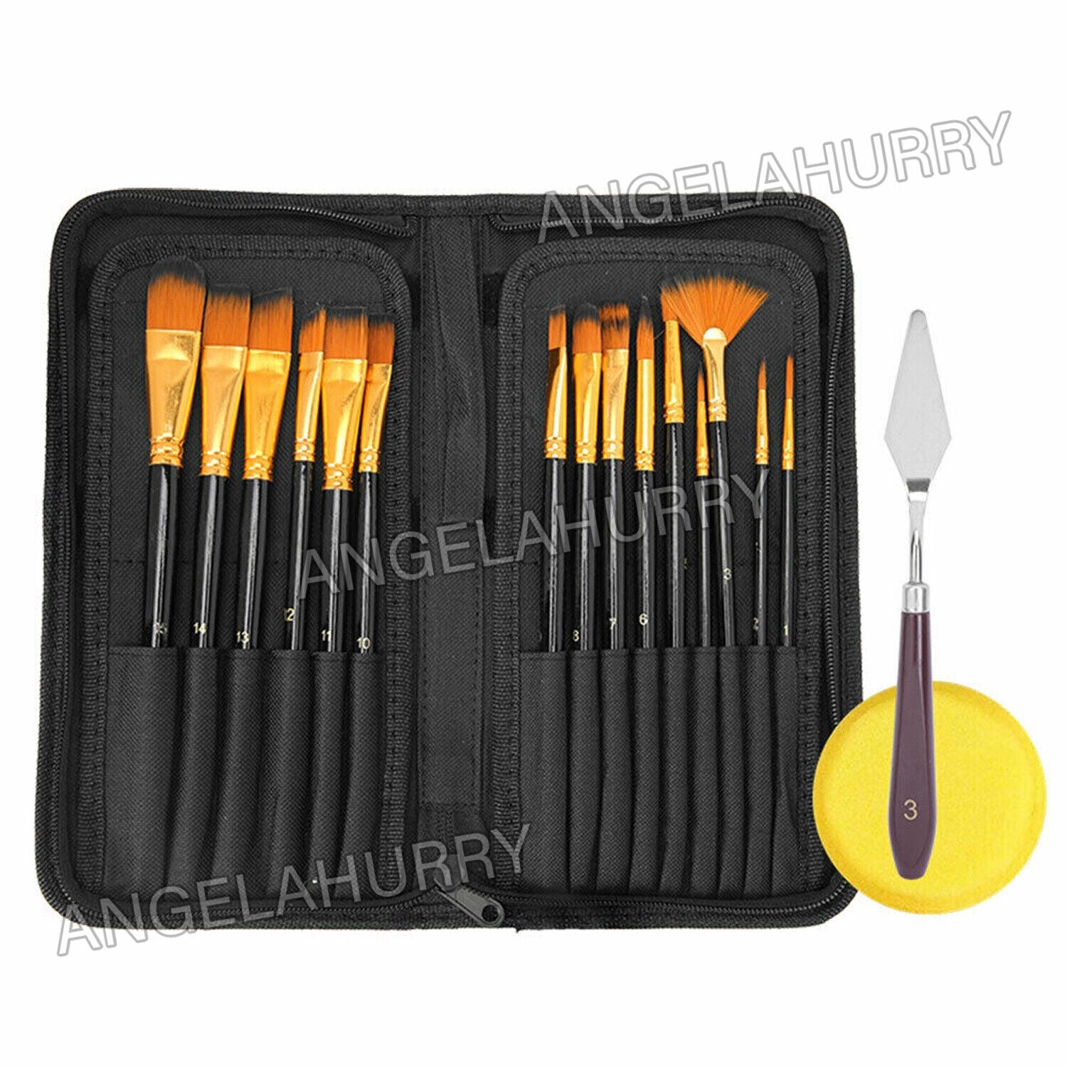 15Pcs Artist Paint Brushes Set Watercolour Acrylic Oil Painting Sponge