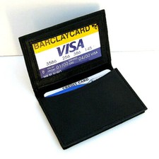 Black Men's Bifold Plain Leather Thin Window ID Credit Cards Wallet Holder