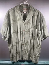 Paradise Found Hawaiian Shirt Mens Size XL Green Tropical Print Rayon