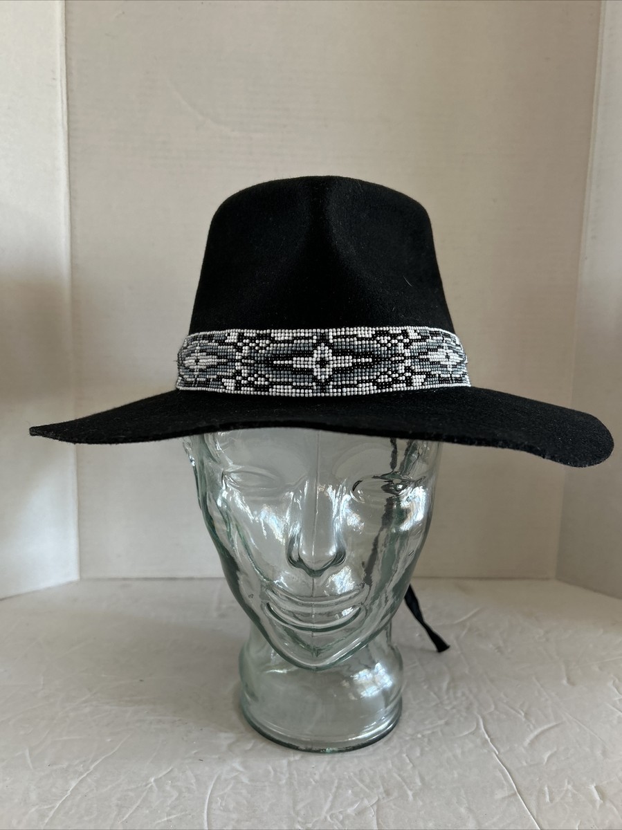 Ále by Alessandra Black Felt Hat with Sterling Beaded Hat  display picture 1