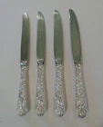 SET/4 VINTAGE S. KIRK & SON "REPOUSSE" STERLING SILVER PLACE KNIVES, 300 grams