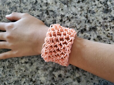 rainbow loom rubber bands bracelet ONE SIZE FITS ALL Peach Coral