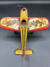 Marx Rookie Pilot Airplane Vintage Wind Up Tin Litho Toy Missing Driver Works