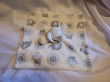 Blankets  Beyond Baby Boy Security Blanket Elephants Owls White Blue  Gray
