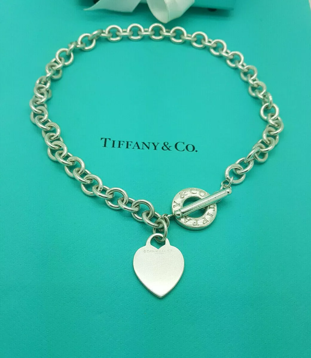 Authentic Tiffany & Co. Heart Tag Silver Toggle Choker 16.25 Necklace,  receipt!