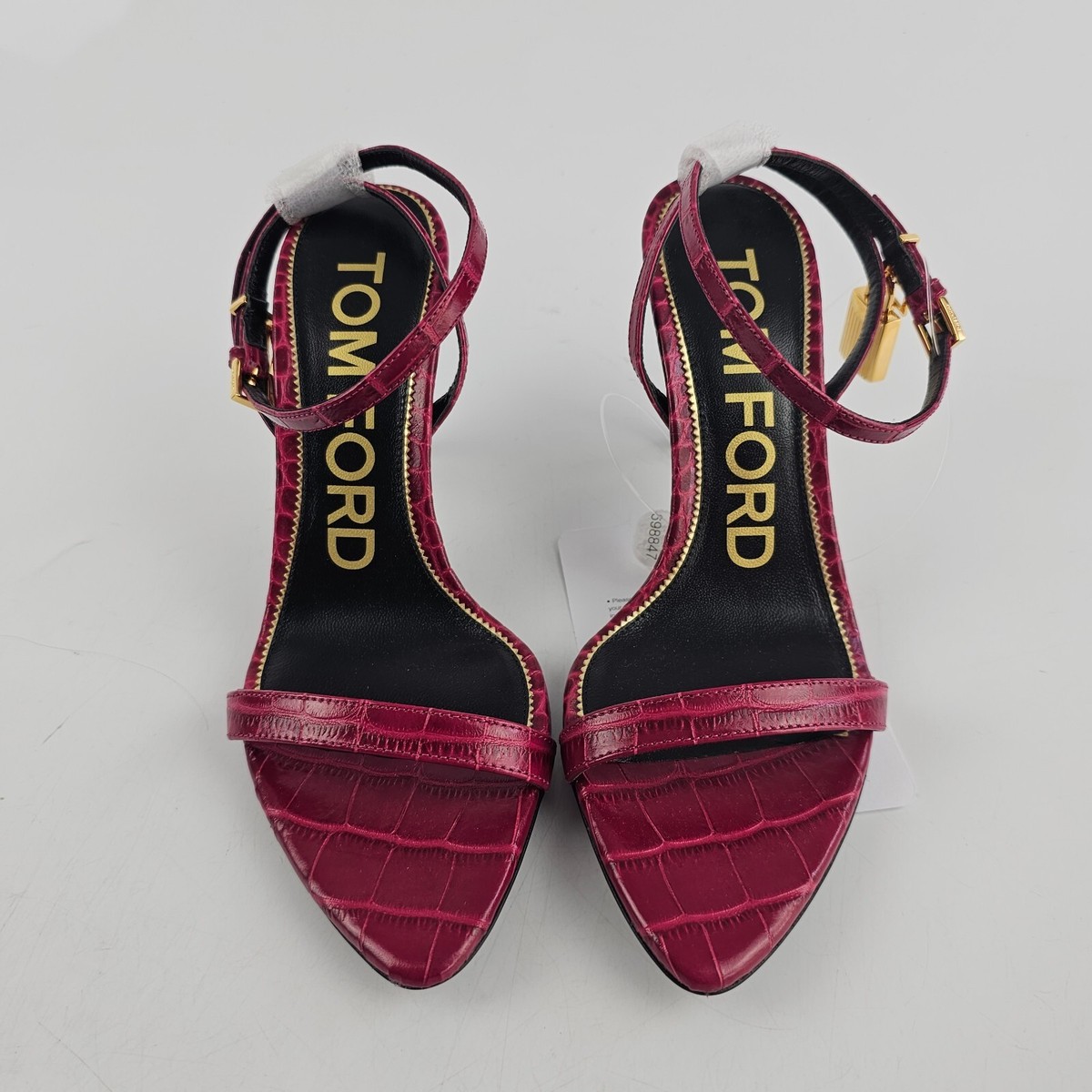 TOM FORD Padlock 105mm Embossed Red Leather Sandals New Size