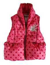 Little Lass Toddler Girl's Pink Flower Print Puffer Vest Jacket Size 2T