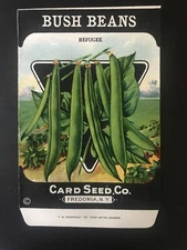 1930-40s Litho Antique Vintage Seed Packet Bush Beans Refugee Card Seed Co Pack