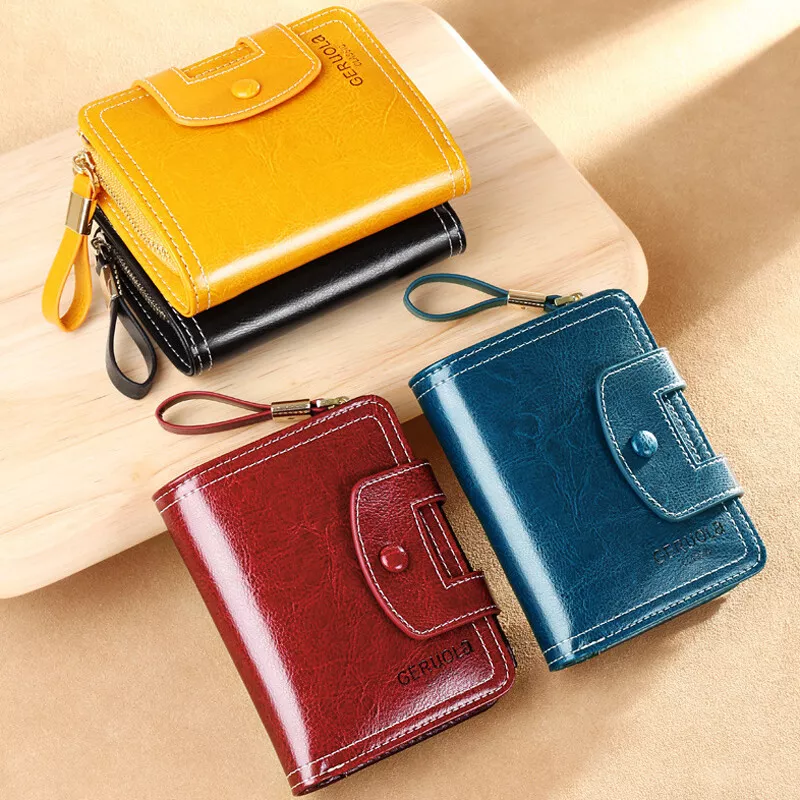 Genuine Leather Women's Trifold Wallet RFID Blocking