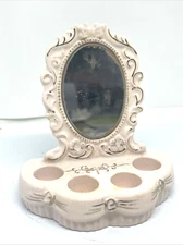 Vintage Pink Creamic Gold Gilded Vanity Shaped Lipstick Holder RARE Lander Co NY