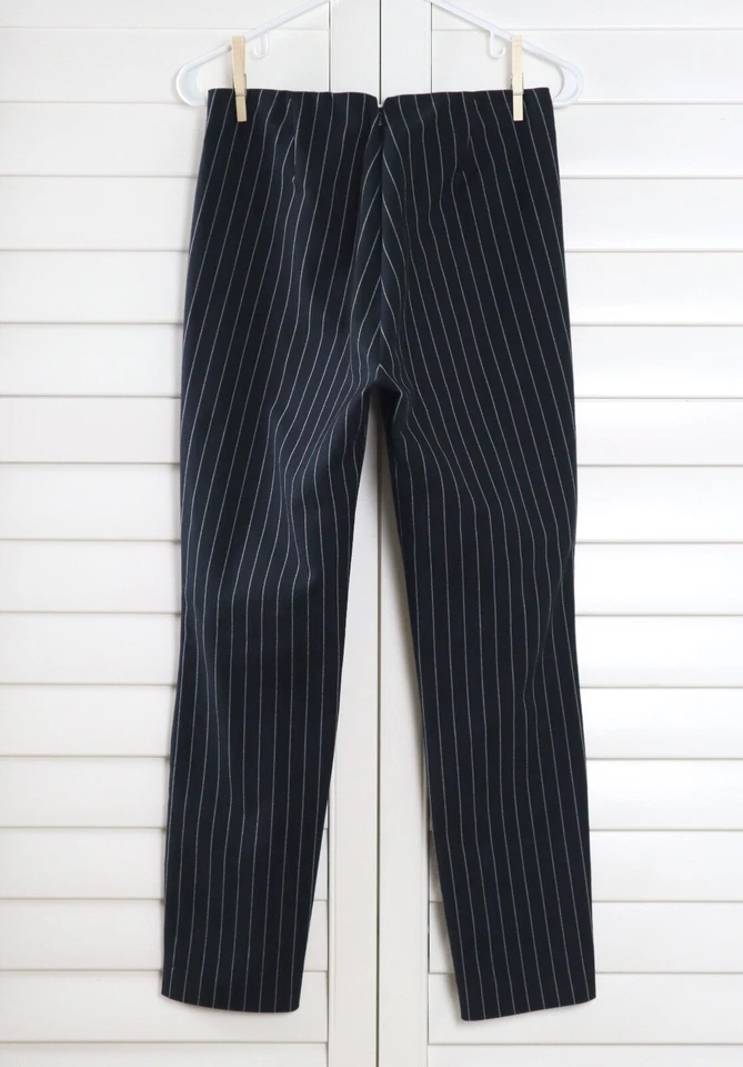 Pantalones de vestir RAG & BONE New York $295 negros a rayas de algodón cónico talla 6 Foto 4 de 4