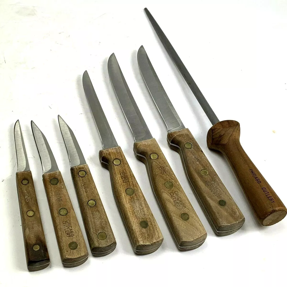 Chicago Cutlery Knife Knives Lot Wooden Handle 100S 102S 61S 62S Vintage  Paring