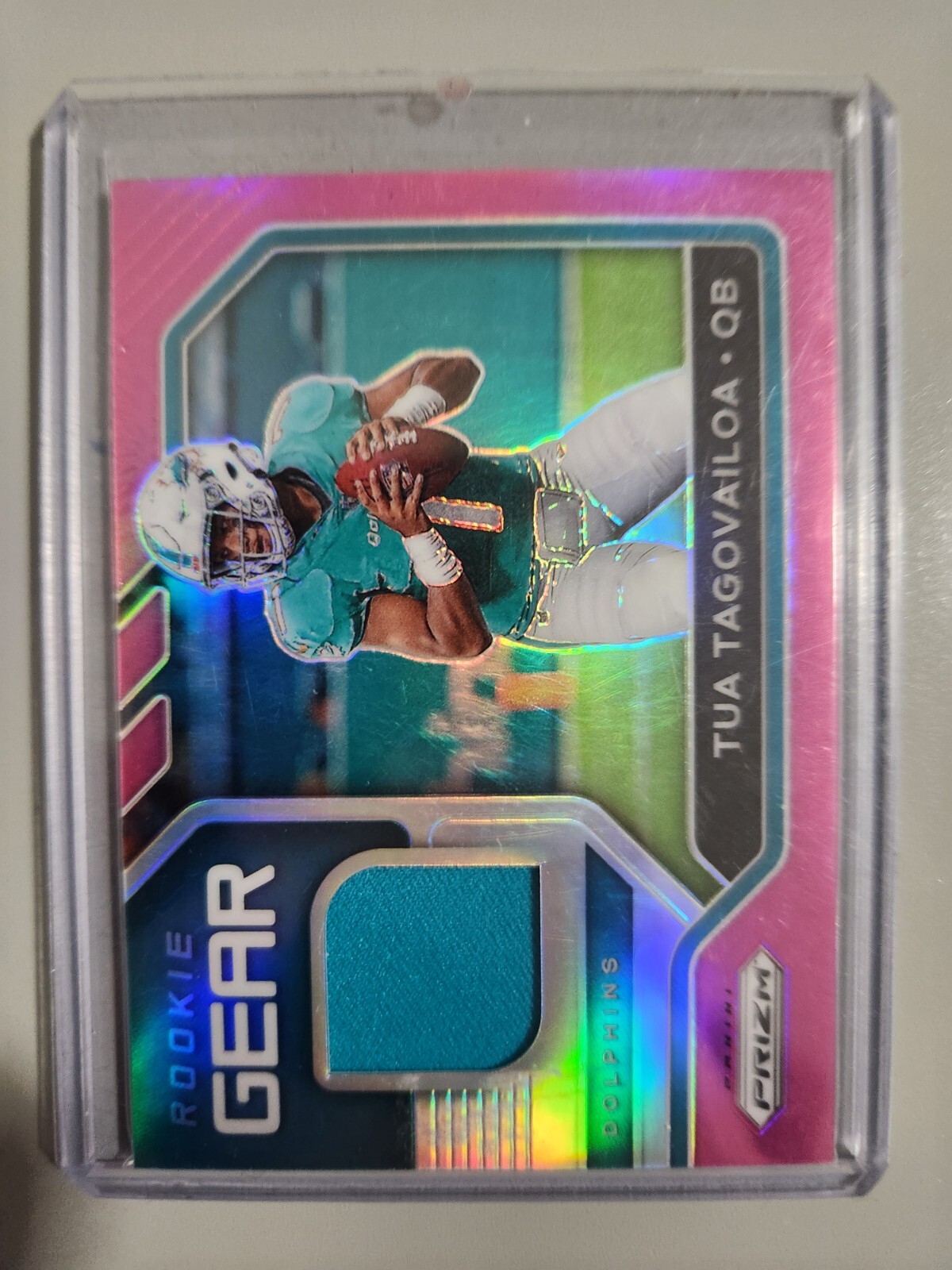 2020 Panini Prizm Tua Tagovailoa Rookie Gear Pink Rookie Card PATCH Dolphins