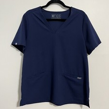 FIGS Women  s Casma Three Pocket V Neck Scrub Top Navy Blue Size Large