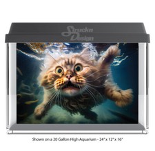 Surprised Tabby Cat Beige Polyester Fish Tank Glass Backdrop Aquarium Background