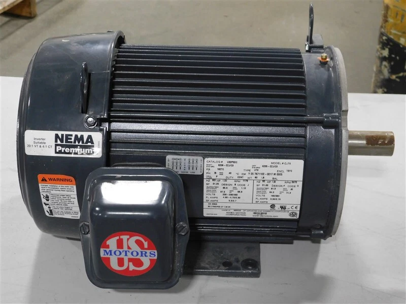 USED US Motors U32P3DC Electric Motor 1.5 HP 208-230/460V 60Hz 190/380V 50Hz - Image 2 of 4