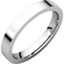 3mm 14K Solid White Gold Plain Flat Comfort Fit Wedding Band Ring All Sizes