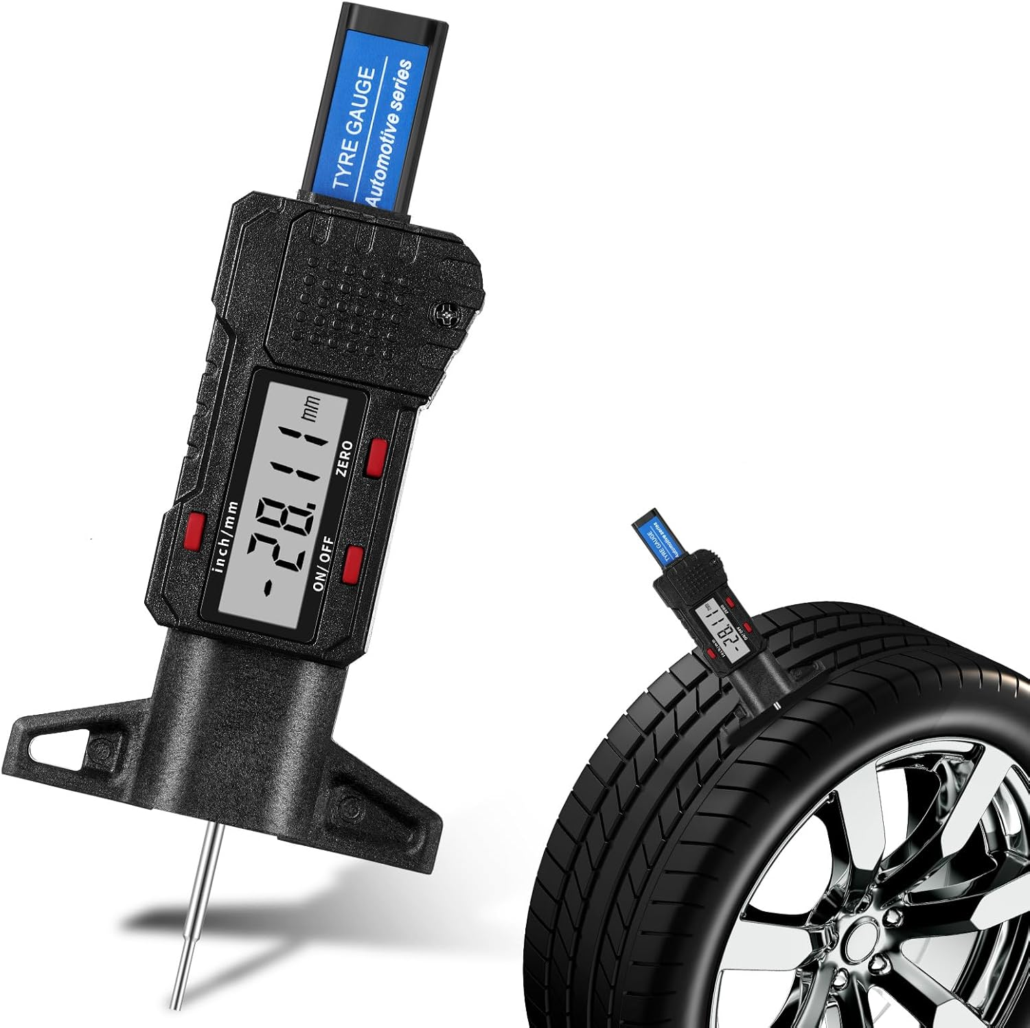 LCD Display Tire Thread Measuring Gauge Digital Tire Depth Gauge Tire Tread Dept