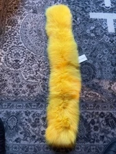 Bryan Boy for Adrienne Landau Fox Fur Pull-through Scarf Yellow VINTAGE 2013