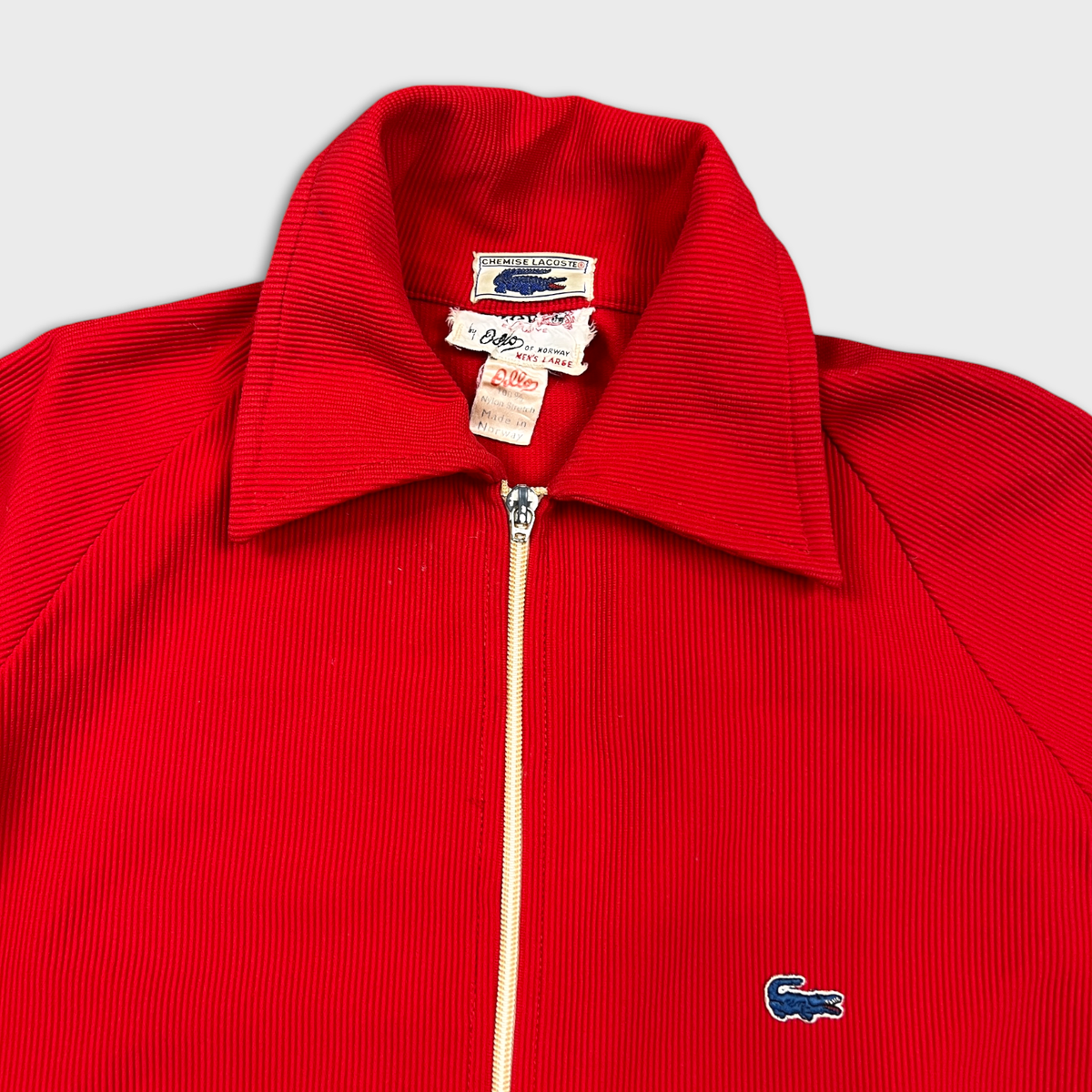 Vintage 1960s Chemise Lacoste IZOD Track Jacket Mens Large Red Zip 