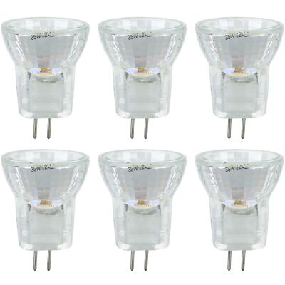 6 Pack Sunlite 35 Watt, 36° Flood, MR8 with Cover Guard, G4 Bi-Pin Base