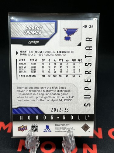 2022-23 Upper Deck Hockey Series 1- Superstar Honor Roll - Robert Thomas #HR36 - Picture 2 of 2