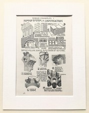 ROMAN CONSTRUCTION ARCHITECTURE Print - 1905 Mounted Antique B&W Lithograph