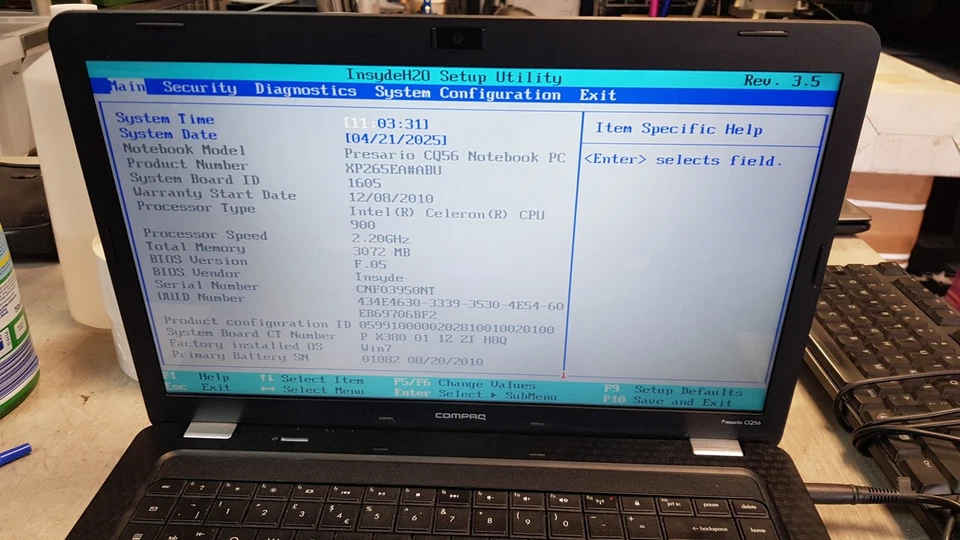 Compaq presario cq56 15.6" Laptop Intel Celeron 900 3GB 250GB, NO OS - Image 4 of 4