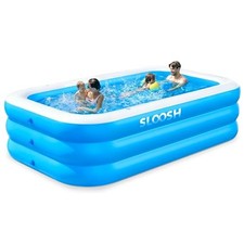 Inflatable Pool for Adults with Seats Full-Sized Blow Up 120" x 72" x 22" Blue