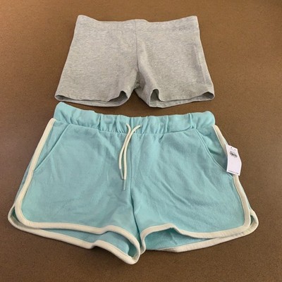 Girls Size Large (10-12) Gap Gray Old Navy Blue Pull On Shorts 2 Pieces NWT