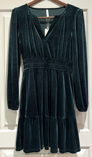 NWT Simplee Green Velvet Dress Small Smocked Whimsigoth Holiday Party Cocktail