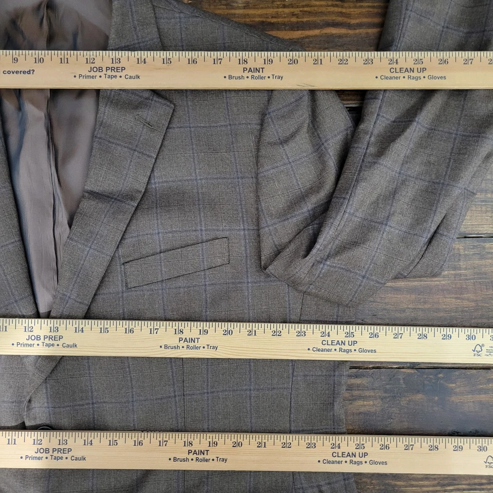 Joseph Feiss Gold Men's Sport Coat Blazer Two Button Brown Plaid Wool 48S - Image 3 of 4