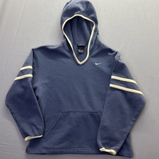 Vintage Nike Hoodie Y2K Fleece Pullover Blue Mini Swoosh Youth M 8  10