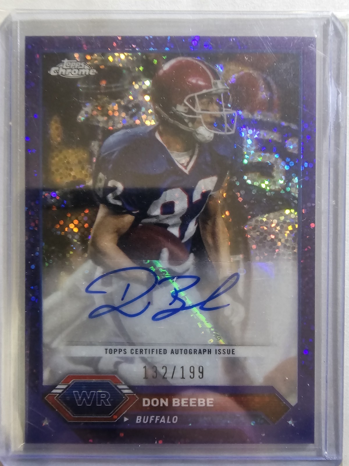2024 Topps Chrome Don Beebe Auto Purple Sparkle /199 TCA-DBE Buffalo Bills 
