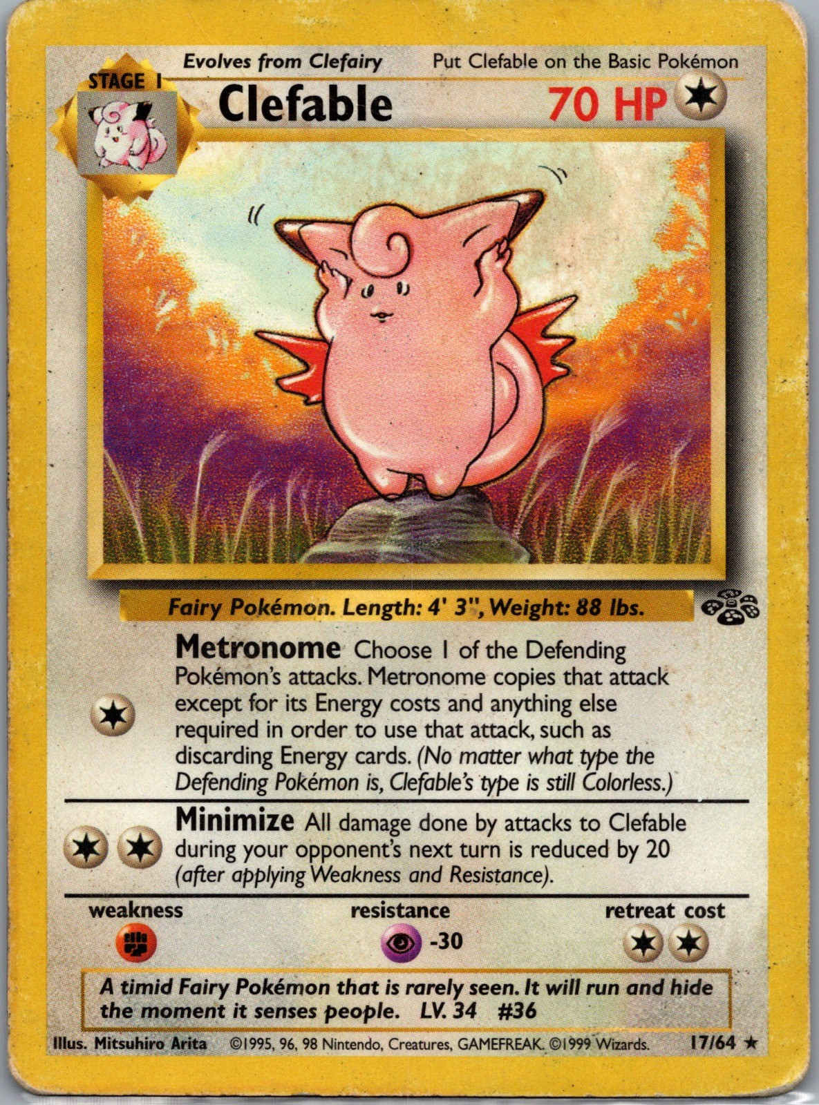 Clefable (17) Unlimited Rare Jungle 17/64 DMG