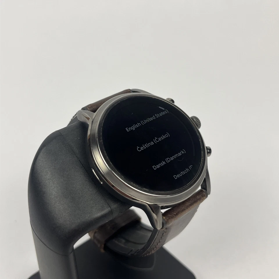 Banda de cuero GPS marrón plateado 44 mm Fossil Gen 5 Carlyle (DW10F1) - *FUNCIONA* Foto 3 de 4