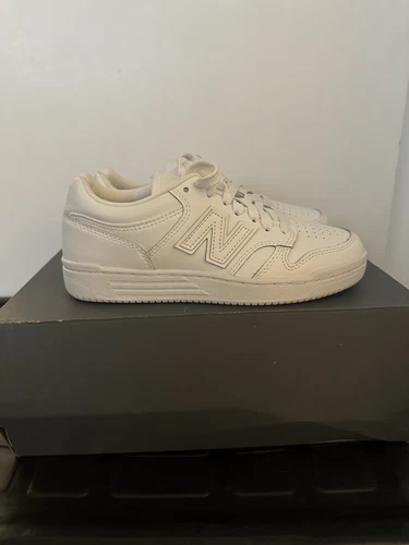 New Balance 480 Triple scarpe da ginnastica in pelle bianca taglia UK 4