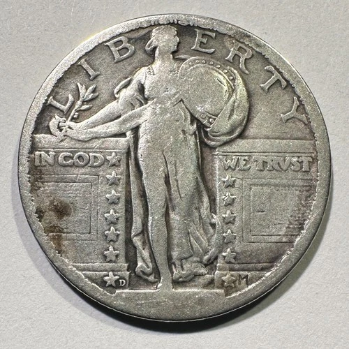 1920-D Standing Liberty Quarter Silver Semi Key Date Album Filler Surface Issues