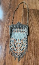 Antique Art Deco Mandalian Mesh Metal Flapper Bag 1920s