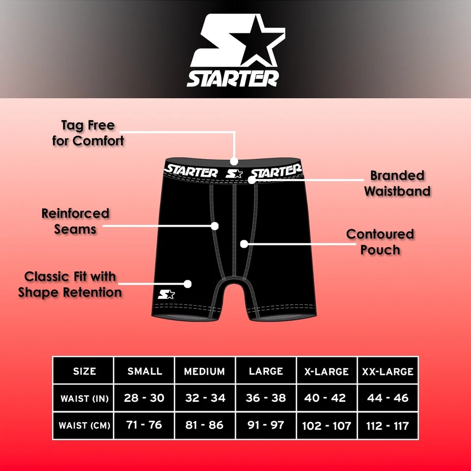 Starter Mens Boxer Briefs Active Performance Breathable Underwear 6-Pack Black - Image 3 of 4