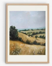 Summer Meadow Acrylic Painting on Paper Original Painting Flowers Field Art 