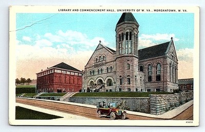 Vintage Morgantown Wv Universität Library & Commencement Flur Postkarte 1927